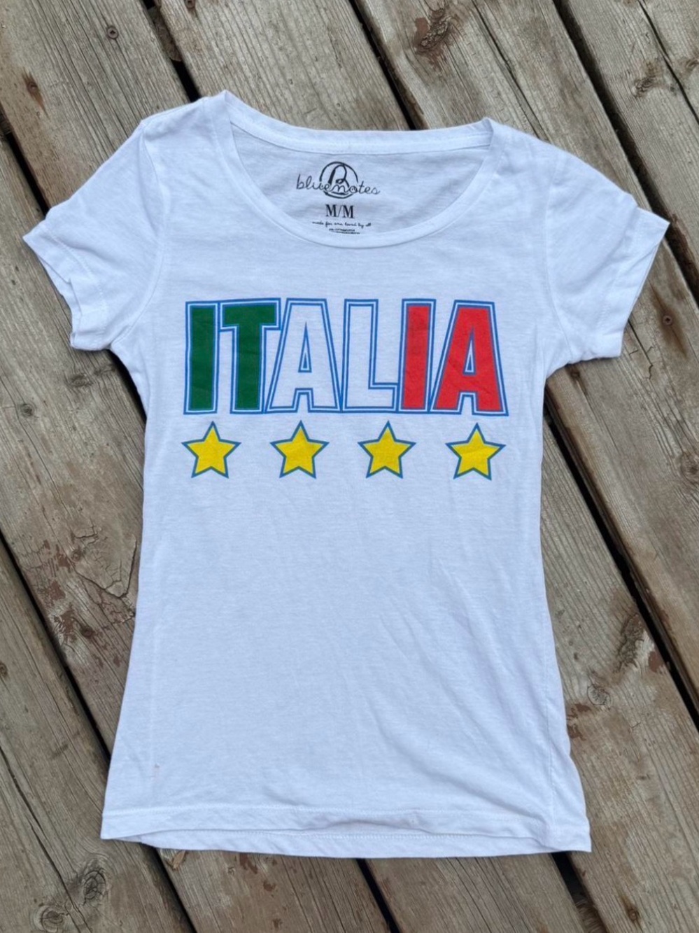 Bluenotes White Italia Graphic Tee with Italian flag lettering